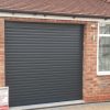 black automatic roller garage door