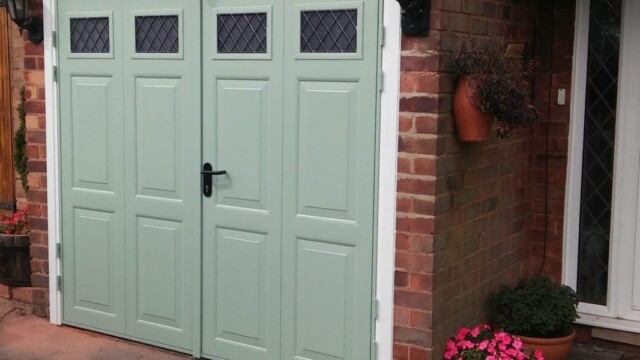 Green Cardale Side Hinged Garage Door with Windows pale green side hinged garage door