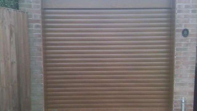 brown automatic garage door