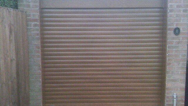 brown automatic garage door
