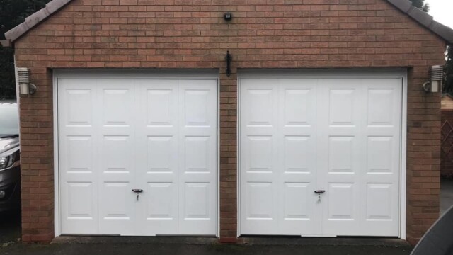 White Up and Over Double Garage Door double white up and over garage doors
