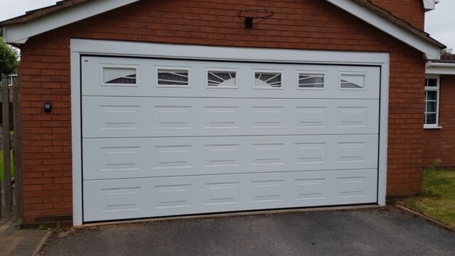 White Cardale Sectional Double Garage Door with Windows Cardale door in white