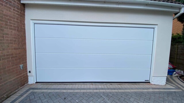 Wide white garage door