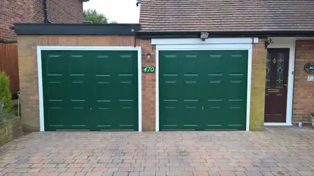 Green Up and Over Twin Garage Door
