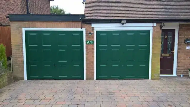 Green Up and Over Twin Garage Door